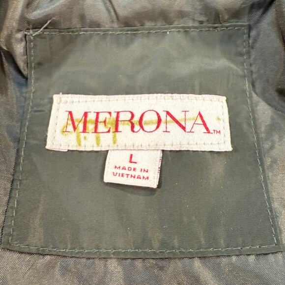 Merona Women’s Green Quilted Hooded Long Coat Jacket Size Large - Picture 4 of 7